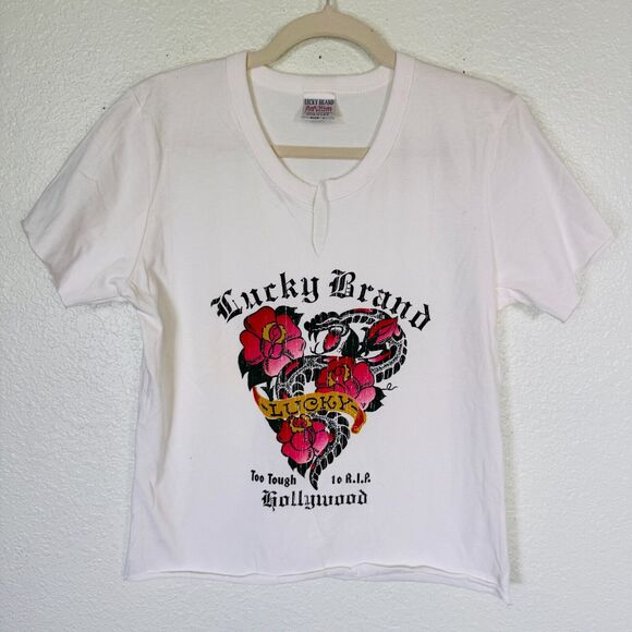 Lucky Brand Tops - Vintage Lucky Brand Shirt Womens Large Snake Tattoo Art Hollywood Graphic Tee L